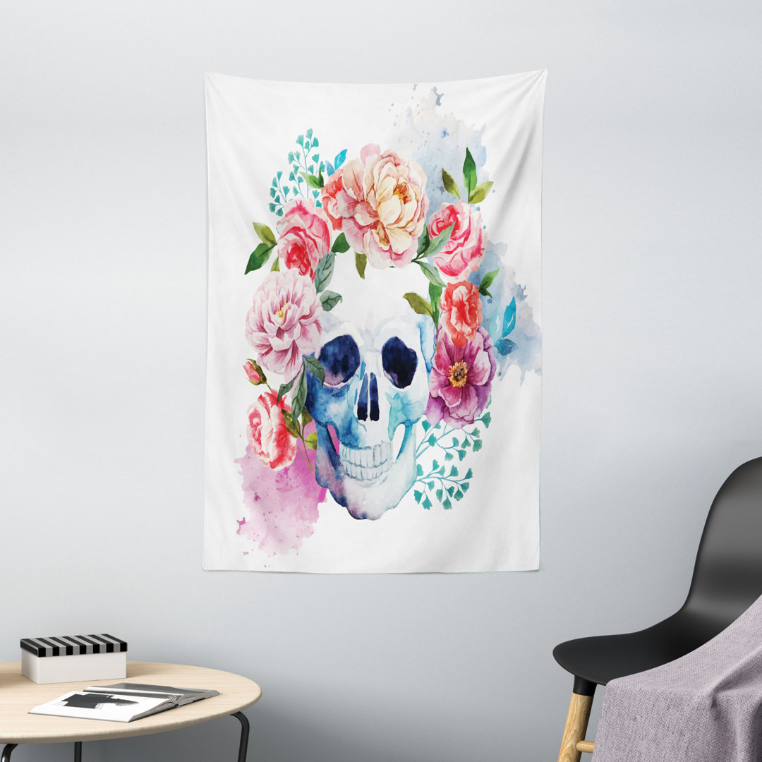 Wandbehang Lustige Bunte Blumen Kopf Viktorianischen Stil Tote Skelett