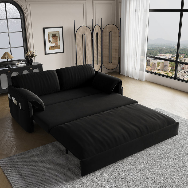 Pull Out Sofa Bed Sleeper Sofa for Living Room, Black