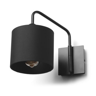 Ailaigh Swing Arm  Black Wall Light with Shade