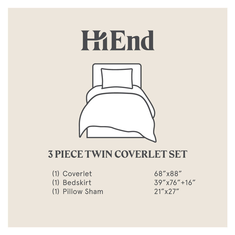 Twin White Cotton Linen Blend Quilt Set with Stripes