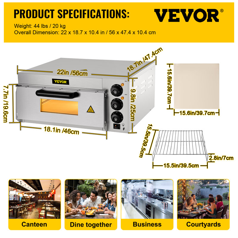VEVOR Stainless Steel Electric Commercial Countertop Pizza Oven
