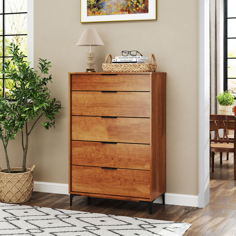 5-Drawer Dresser w/ Interlock System Metal Support Legs & Anti-tipping Kit