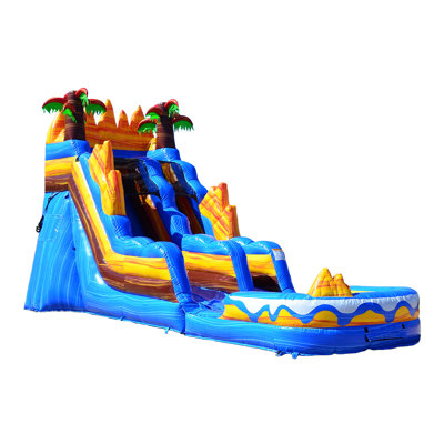 Glissade d'eau gonflable de qualité commerciale 15 pi avec piscine JumpOrange Oasis