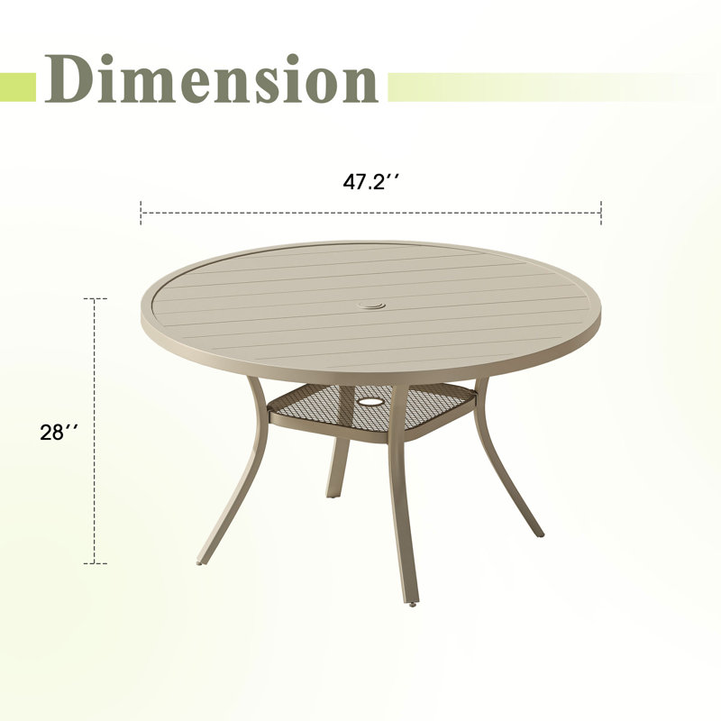 47" Round Patio Dining Tabe, Sandshell