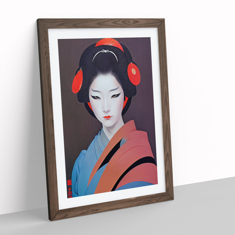XV1022-5358X Wondrous Geisha - Single Picture Frame Print, 46cm H x 34cm W, Walnut Framed