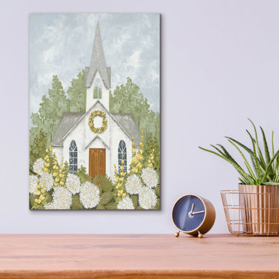 «Church In Spring» par Tanya Nyp, art mural en verre acrylique, 12 po x 16 po