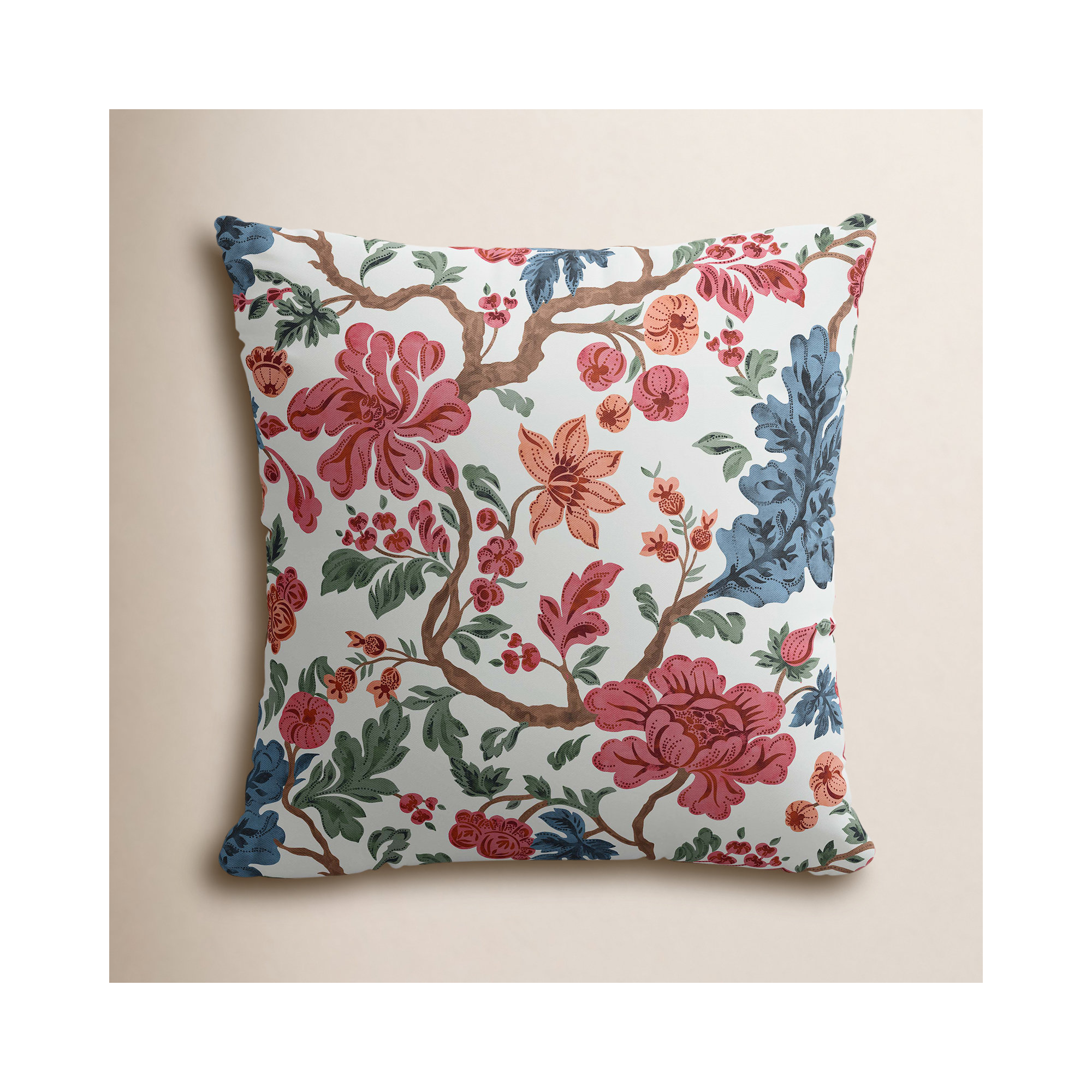 Jane Floral Cotton Throw Pillow, 20" x 20", Pillow Cover Only - No Insert