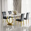 Ensemble de table de salle à manger 5 pièces Glam Gold avec 4 chaises en cuir noir et or-819436158-819436154-819436155
