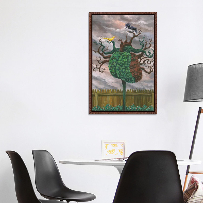 Song Bird And Crow, Classic Brown Wood Framed, 101.6 cm H x 66.04 cm W
