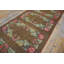 1920s Brown Green Red Rose Antique American Hooked Rug 5' x 16' Folk Art Carpet