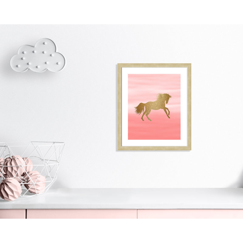 Art encadré ombré rose 1 ', H 24,5 po x l 20,5 po x P 0,6 po, Encadrement champagne