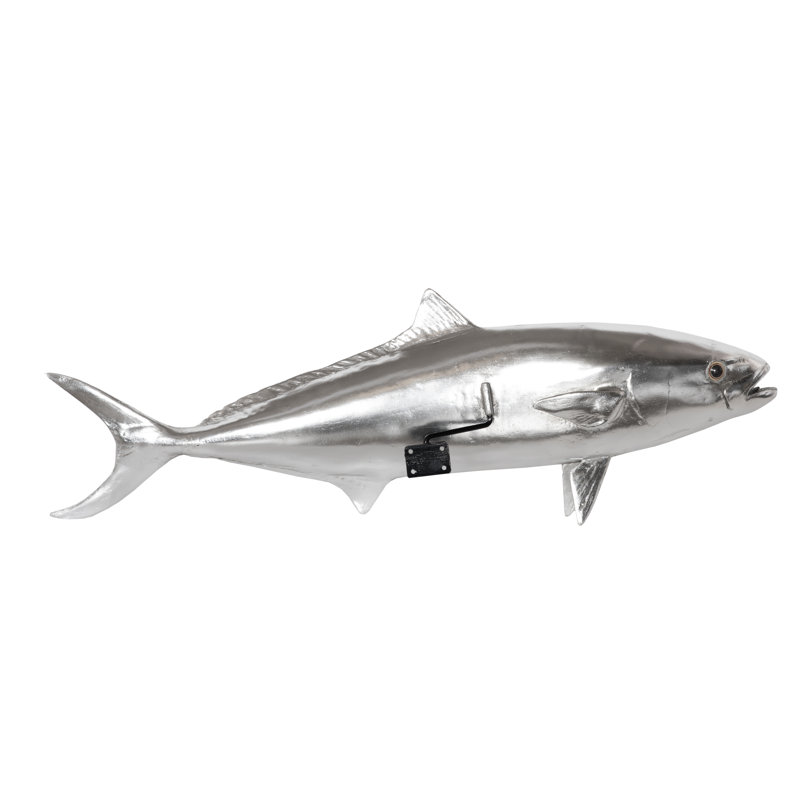 Yellow Tailed King Fish Wall Sculpture, Silver