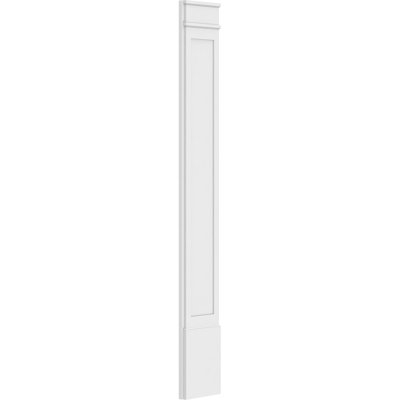 TruCraft Flat Panel Pilaster w/ Decorative Capital & Base, 4"W x 90"H x 2"P Base Can Be Trimmed Up To 6 5/8", Architectural Grade PVC, Sold As Pair
