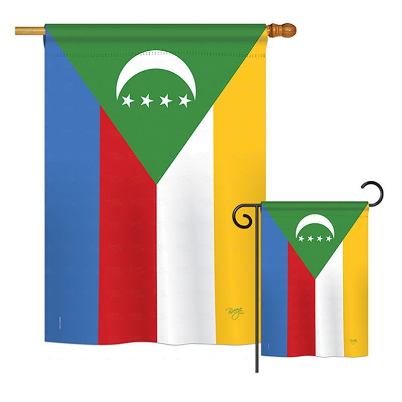Drapeau de jardin en polyester 2 faces Comoros of the National National Impressions