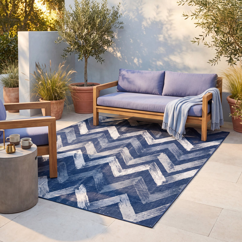 Tapis à rayures Fritillary Modern Brushstroke, Rectangle 9 pi 10 po x 13 pi 1 po