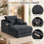 47.2" Oversized Compression Chaise Lounge Sofa, Double-Layer Cushion Cloud Couch with Cup Holders & Side Pockets, Dark Gray