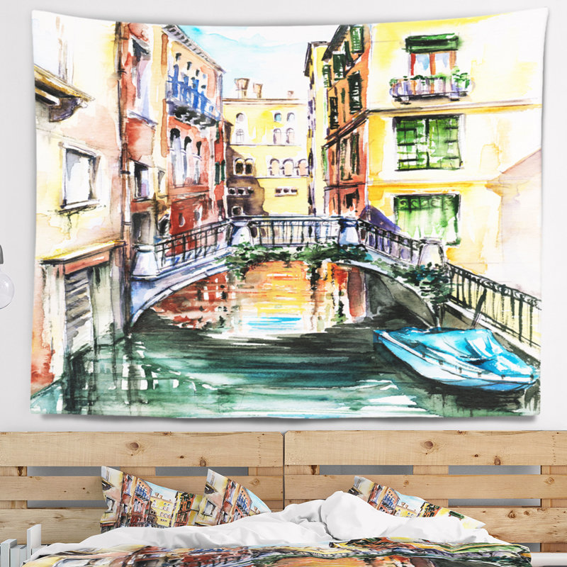 Tapisserie du pont de venise Cityscape, H 32 po x l 39 po