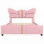 Structure de lit plateforme en cuir PU grand lit, tête de lit en forme de papillon, noir-1314531346-1314531349