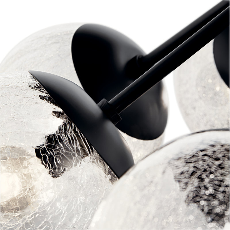 Lustre globe en acier à intensité variable , Noir satiné, H 22,25 po x l 30 po x P 30 po, 12
