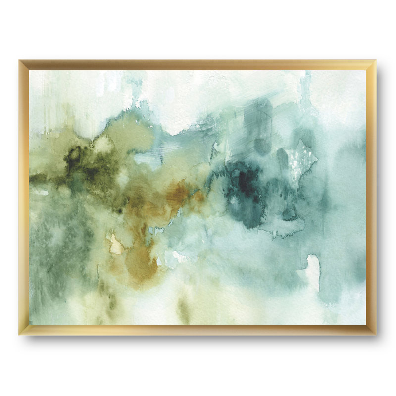 «Abstract Watercolor Green House», reproduction d'art sur toile, Cadre doré, H 36 po x l 46 po x P 1,5 po