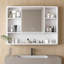 Elin 35 po X P 28 po H Grande armoire à pharmacie rectangulaire à 3 lumières DEL à fixation en surface avec miroir avec support de rangement pour cosmétiques et support pour sèche-cheveux