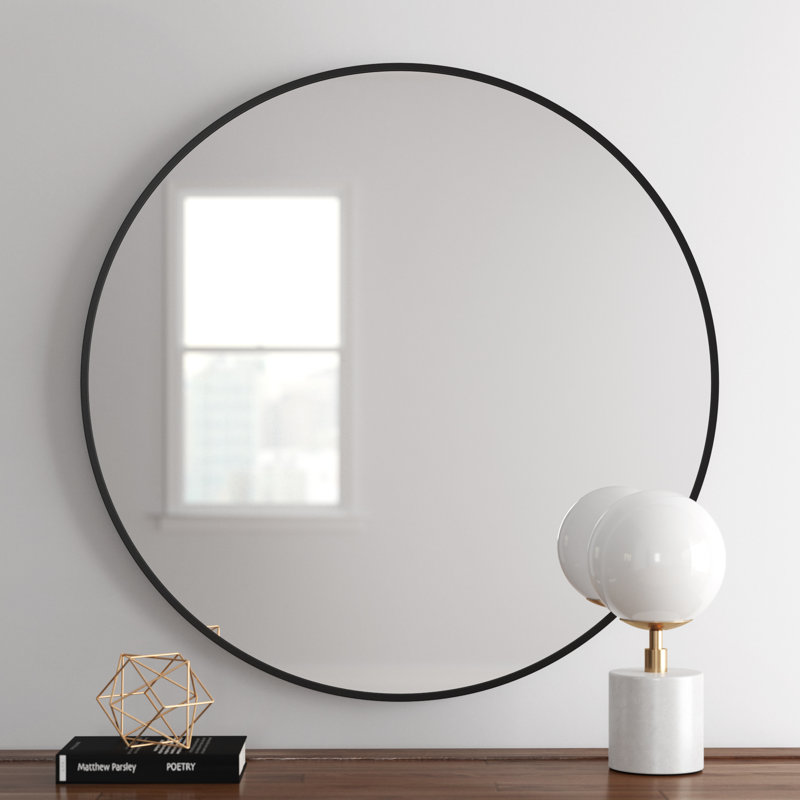 Rouillard Metal Round Mirror, Black, 30" x 30"
