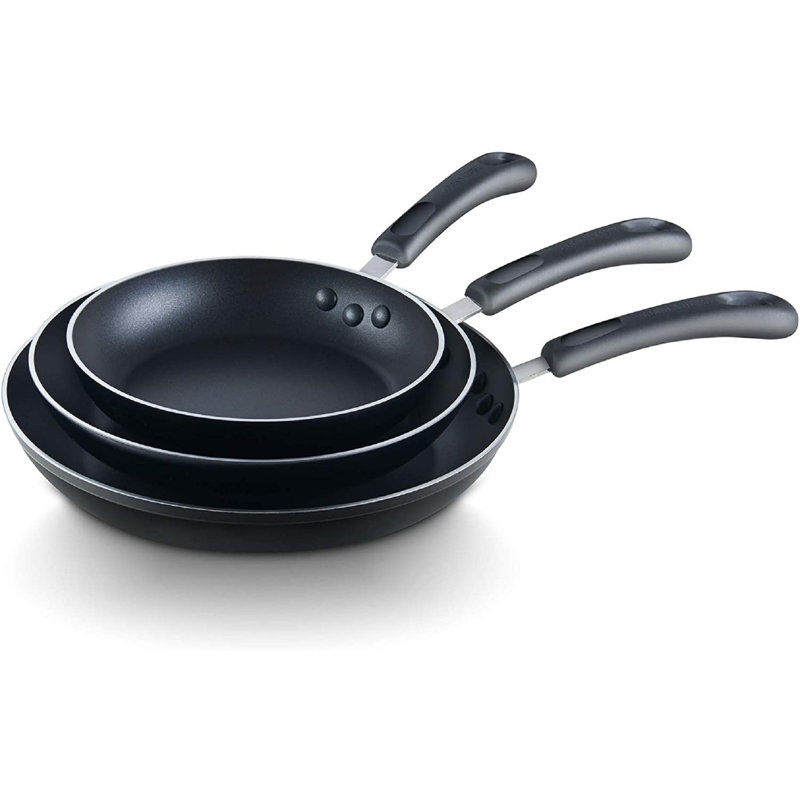 Black Aluminum Nonstick Fry Pan Set, 8/9.5/11-Inch, 3-Piece