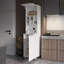 Garde-manger blanc avec porte pneumatique et rangement ouvert
