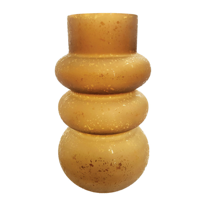 Vase rond en verre courbé, finition givrée