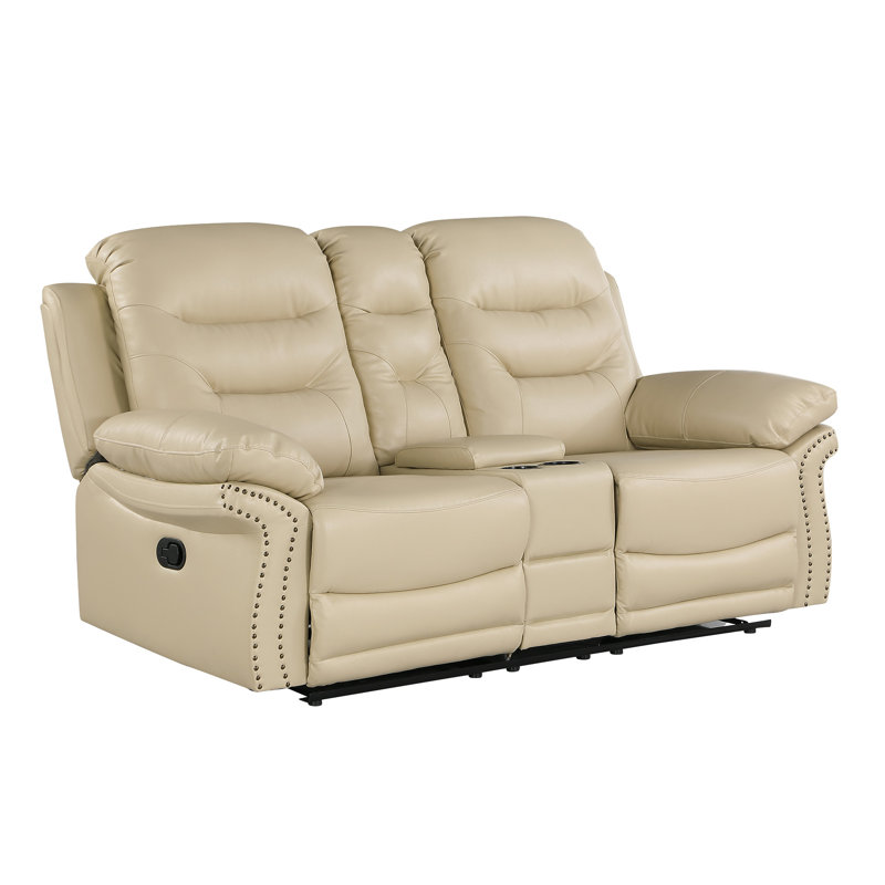 Causeuse inclinable en cuir Global, Beige
