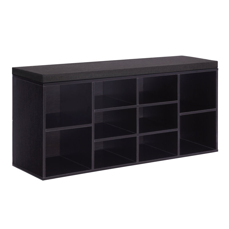 Arney 10 Pair Shoe Storage Bench with Adjustable Shelves, Espresso