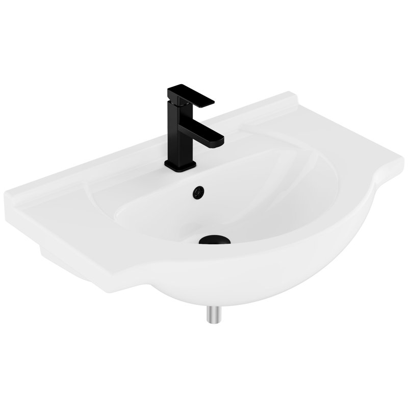 Dessus de meuble-lavabo de salle de bain 30 "en céramique de style européen moderne avec robinet et drain escamotable, dosseret inclus