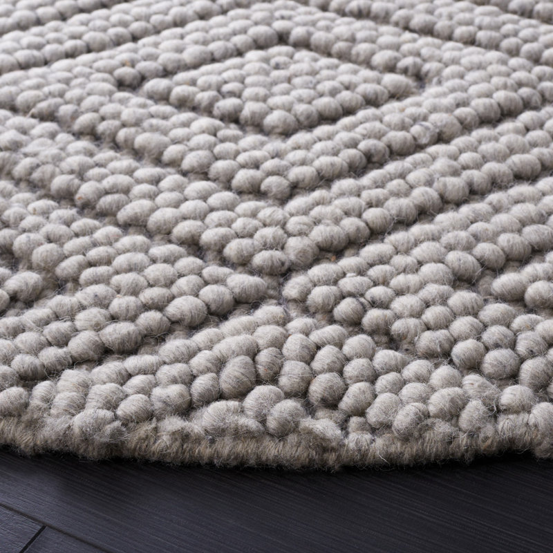 Tapis géométrique en laine / coton tissé à la main Russo, Rond 6 pi