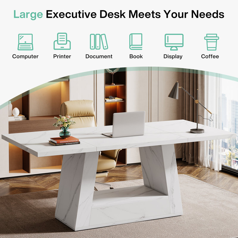 Modern Executive Desk With Sturdy Base
