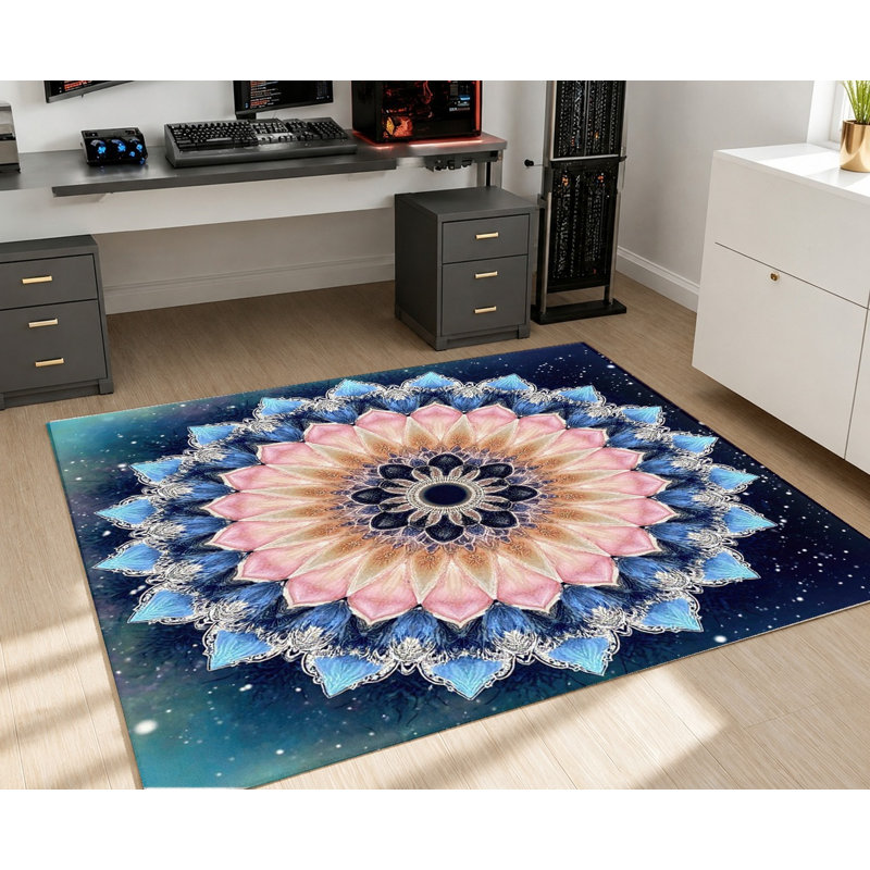 Tapis Boho Vintage Mandala, Rectangle 3 pi 11 po x 2 pi 7 po (120 x 80 cm)