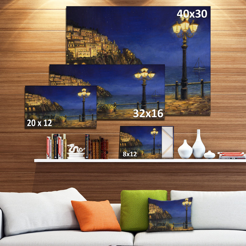 Summer Evening in Amalfi Blue Landscape Canvas Print