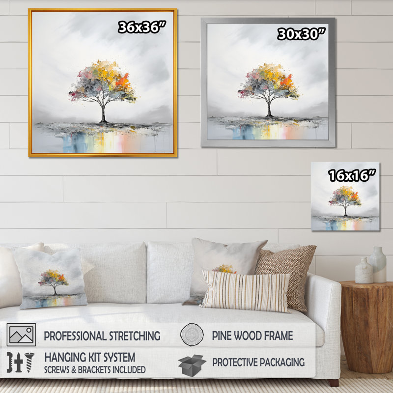 Minimalisme, arc-en-ciel, impression sur toile, Cadre doré simple, H 24 po x l 24 po x P 1 po