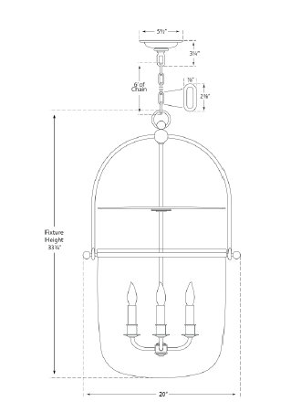 Chapman & Myers Lorford Smoke Bell Lantern, Aged Iron, 33.75" H x 20" W x 20" D, Clear Glass