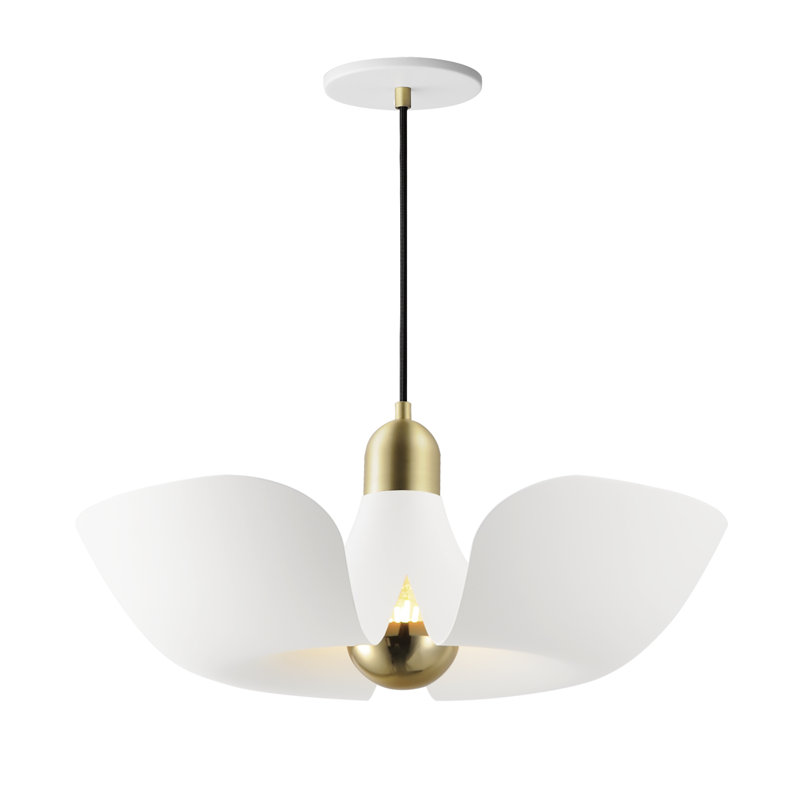 Luminaire suspendu 1 lumière Arth, Laiton satiné / blanc