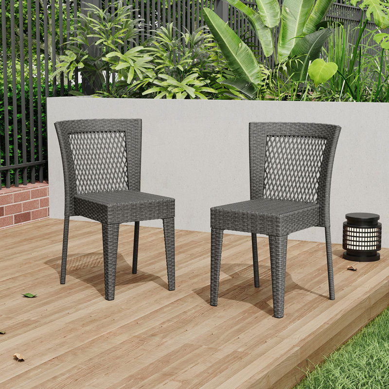 Outdoor Rattan Sidechair, Gray