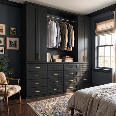 94.5" H x 94.5" W Freestanding Wardrobe Storage System with Hanging Rod