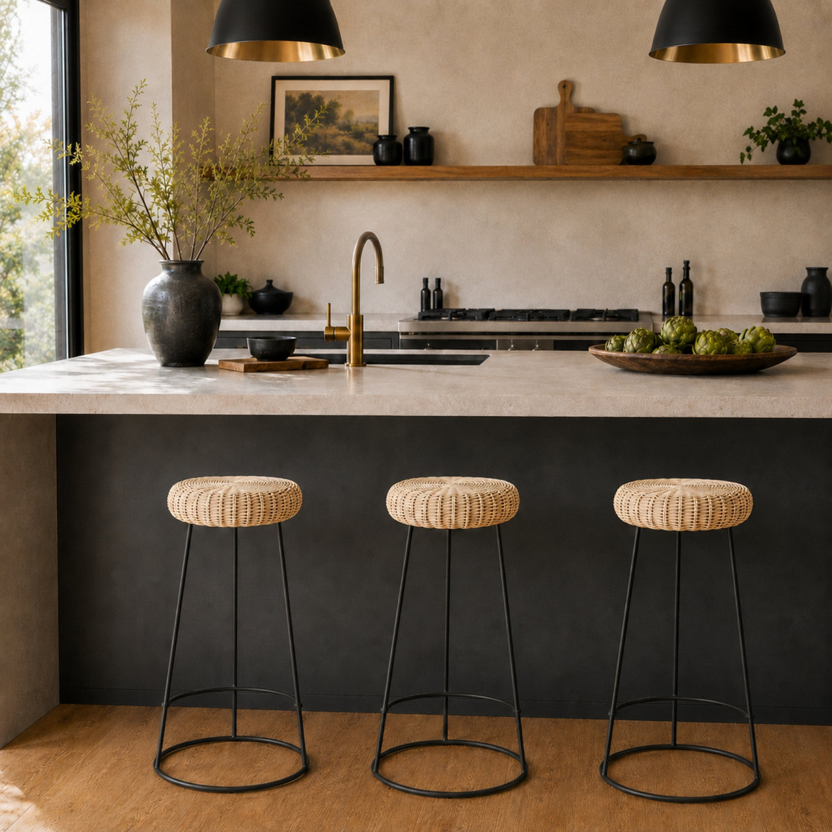 Zentique Rattan Counter Stool - Thumbnail 3