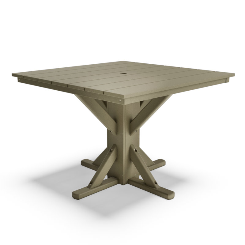 Table de salle à manger 40 "carrée sans cadre - bois patiné, Beige