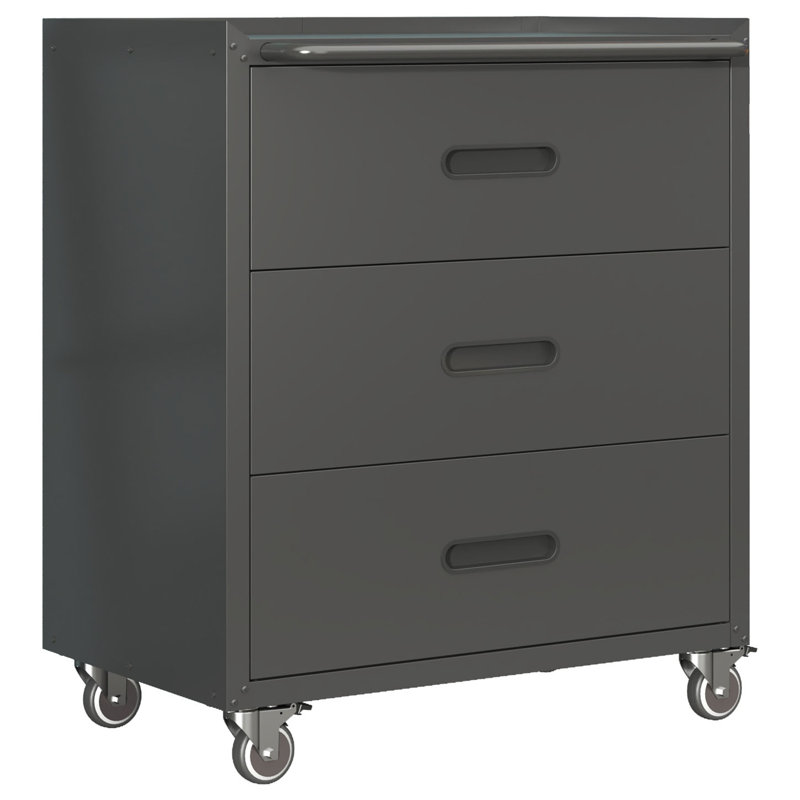 Armoire de rangement robuste en métal avec roulettes, armoire à outils à 3 tiroirs