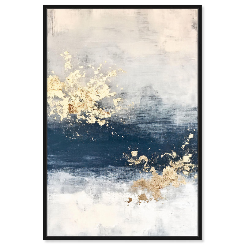 Art Remedy, peinture bleue sur toile, cosmos intérieur I, H 10 po x l 15 po, Structure noire