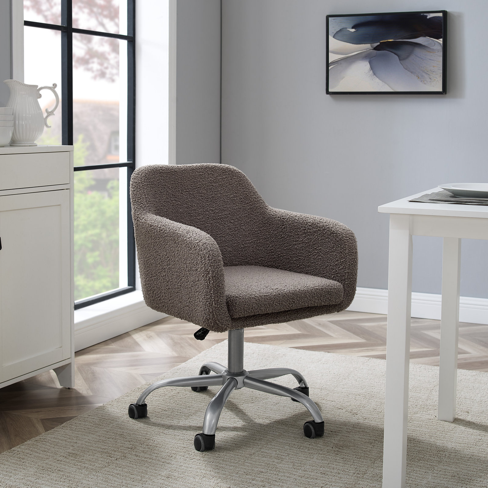 Adjustable Office Chair, Gray Sherpa