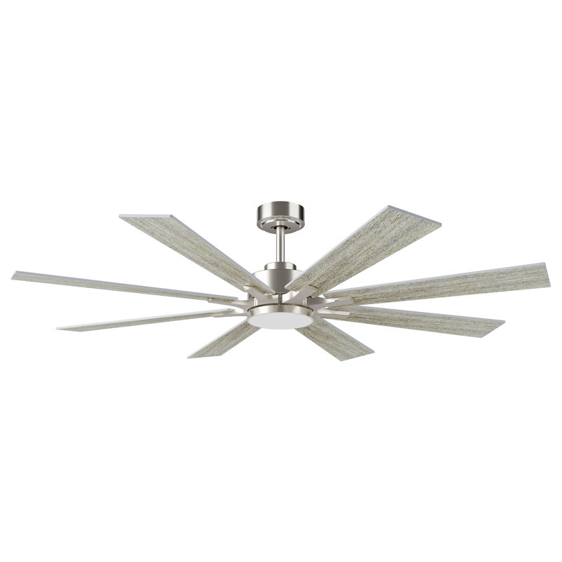 Liosbel Industrial Dc Motor Ceiling Fan With Light,Large Ceiling Fan With 8 Reversible Blades,2 Downrods,6-speed Remote Control,Home Or Commercial Ceiling Fans for Porch/Garage/Shop