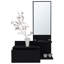 Console à 23 tablettes de 23,6 po de largeur avec miroir - Tiroir pleine extension au design noir et peu encombrant-121070251
