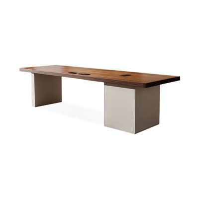 Nut-brown + Beige-white Rectangular Solid + Manufactured Wood with 3 drawers desk