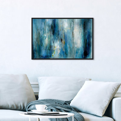 Abstrait bleu abondant / pluie blanche - Impression sur toile